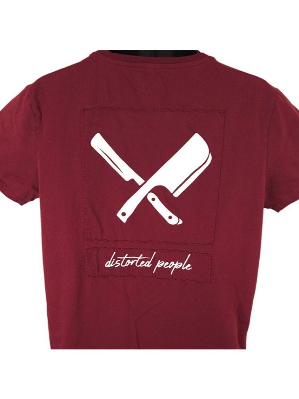 Distorted People T Shirt Mens Size Large Red Barber & Butcher Patchwork